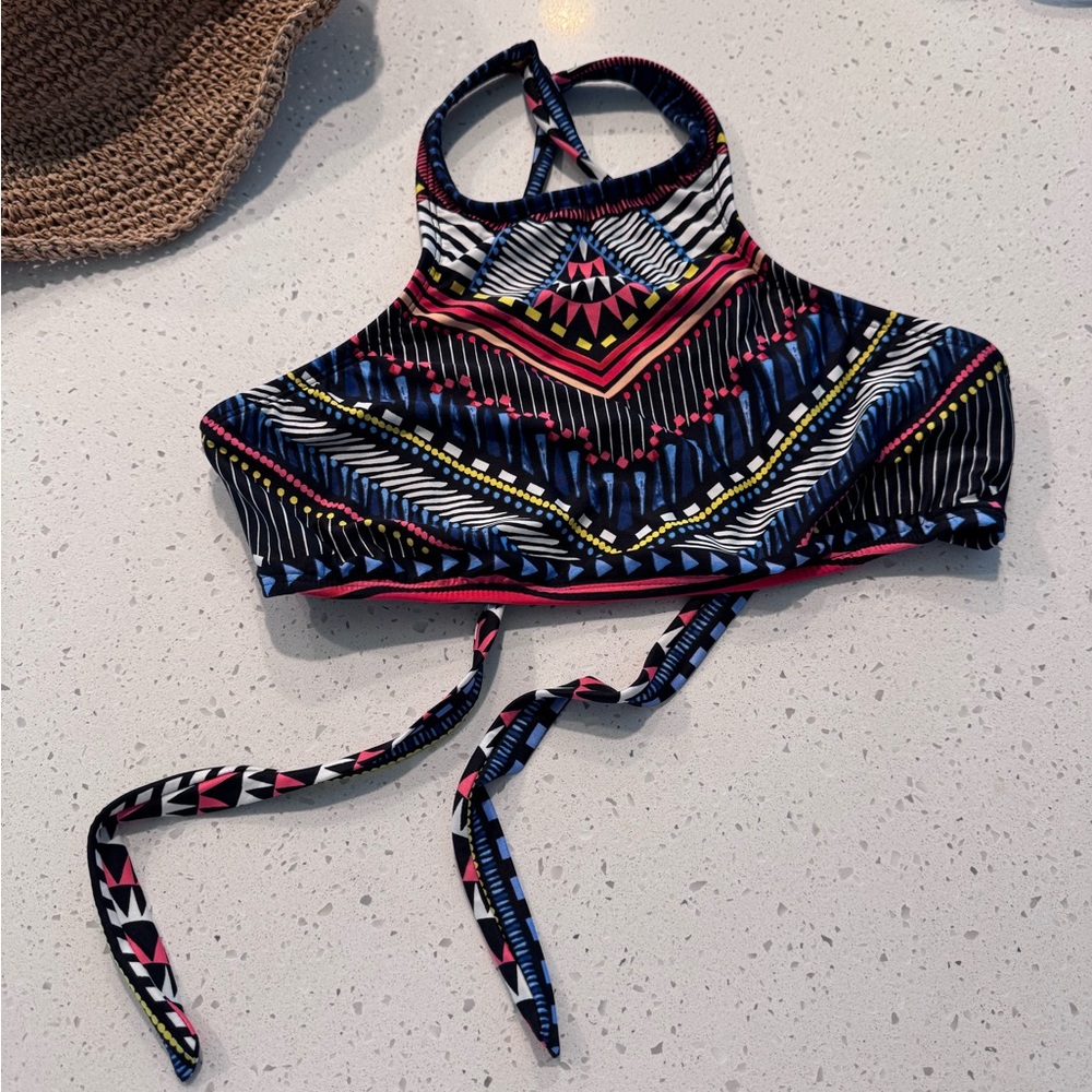 Bar III Multicolor Geometric Halter Bikini Top